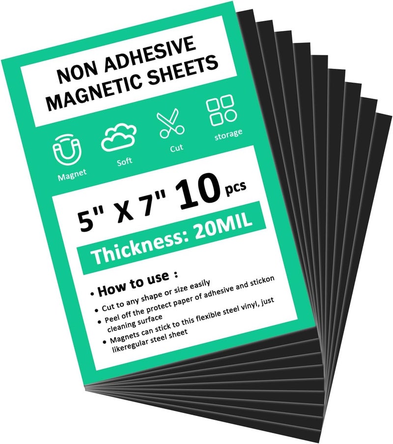 STTMGN Plain Magnet Sheets,10PCS,5''x7''Flexible Rubber Magnetic Sheet,20Mil Non-Adhesive Magnetic Sheet for Die Storage,Business Dignage,Car,Sticker,Craft Product,Souvenir,Refrigerator Sticker - Image 1